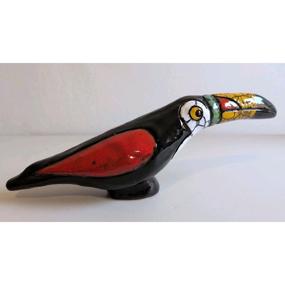 Vintage Multicolored Brazilian‎ Ceramic Toucan Wall Hanger 11"× 3.5"